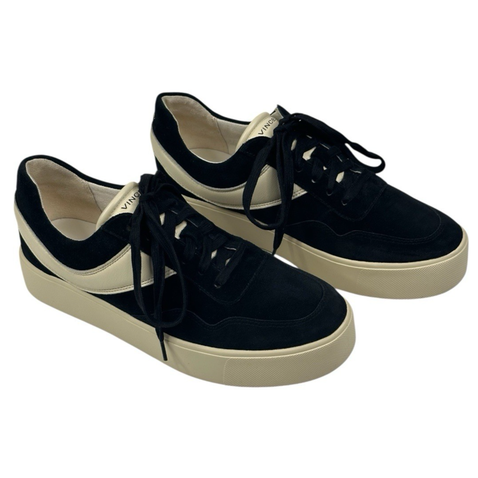 Vince Benfield Black Suede Platform Lace Up Sneakers Womens Size 8m New $250